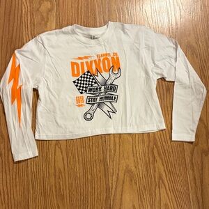 Dixxon Flannel Company Top Womens Small White Bolt Long Sleeve Crop Tee Graphic
